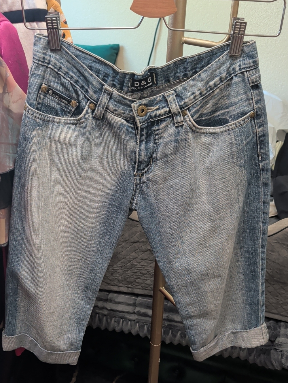 Dolce & Gabbana Faded Light Blue Cropped Denim Shorts